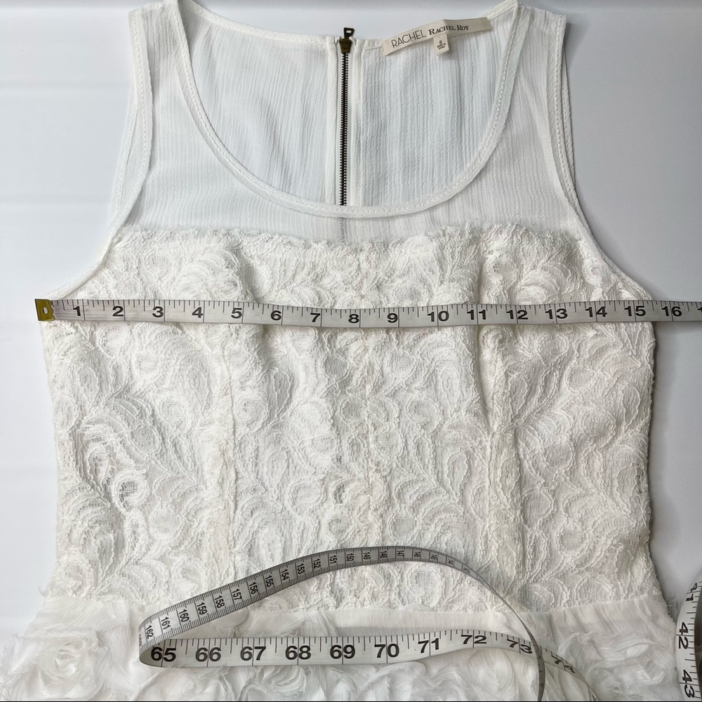 Rachel Roy Dress White Sheer Zipper Rosette, Size 6 - Picture 13 of 14